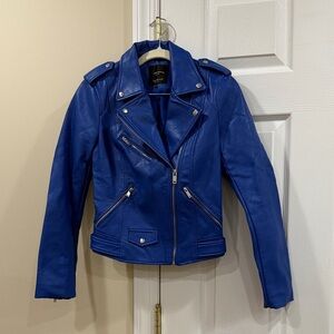 Zara Vibrant Blue Leather Jacket